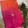 Multi colour jaal work saree Red