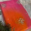 Multicolour saree with sequins buta Pink + Green