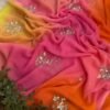 Multicolour saree with sequins buta Pink + Green