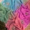 Multicolour saree with sequins buta Pink + Blue
