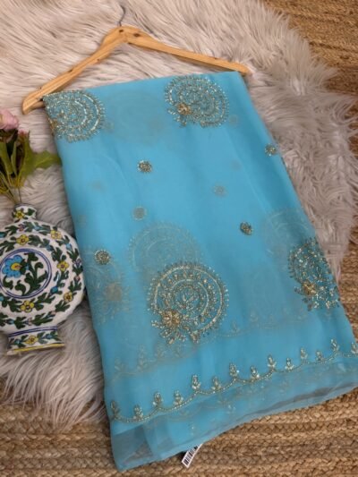 Partywear Saree Firozi