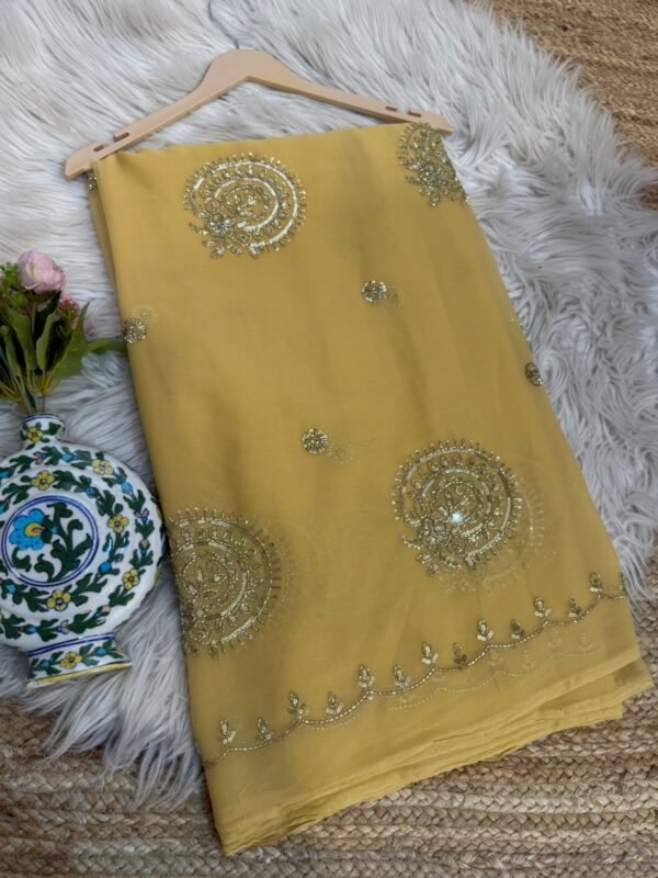 Partywear Saree Light Gold