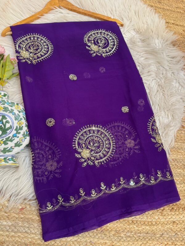 Partywear Saree Dark Purple