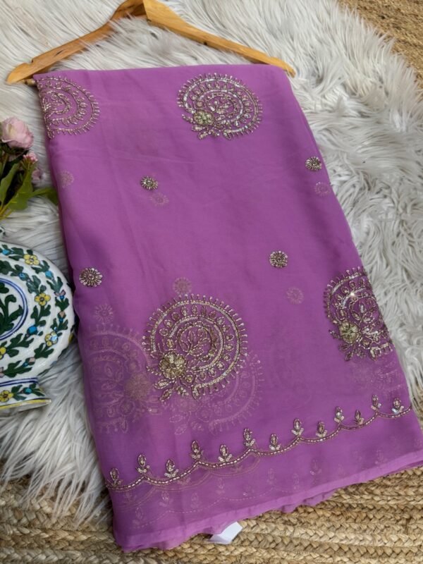 Partywear Saree Lilac