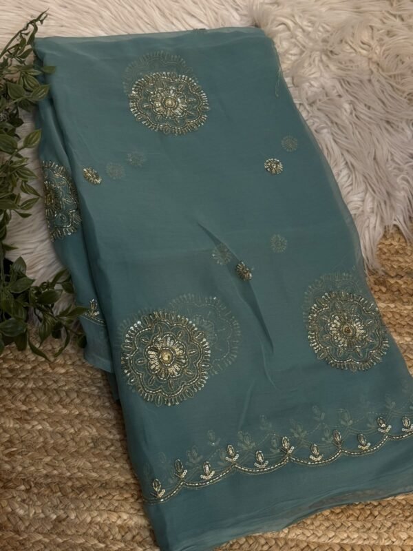 Partywear saree Dark Green