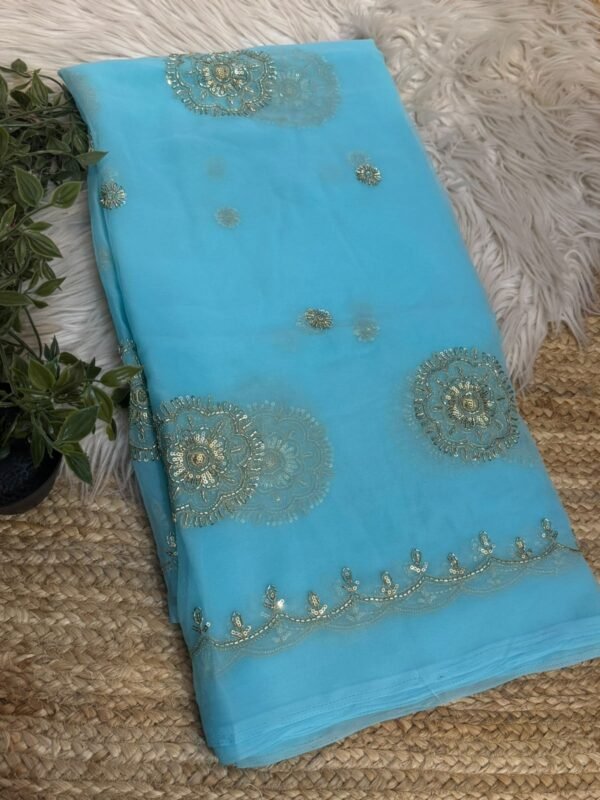Partywear saree Teal