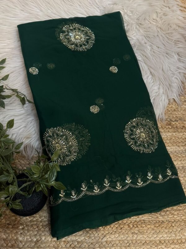 Partywear saree Dark Green