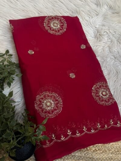 Partywear saree Red