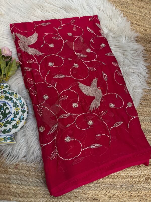 Sequins Jaal work Red