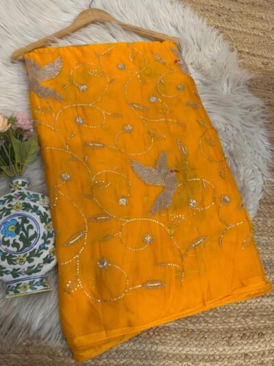 Sequins Jaal work Orange