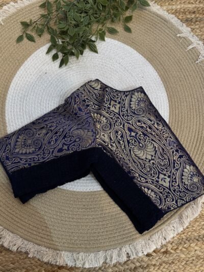 Banarasi Parcha side strechable blouse Blue