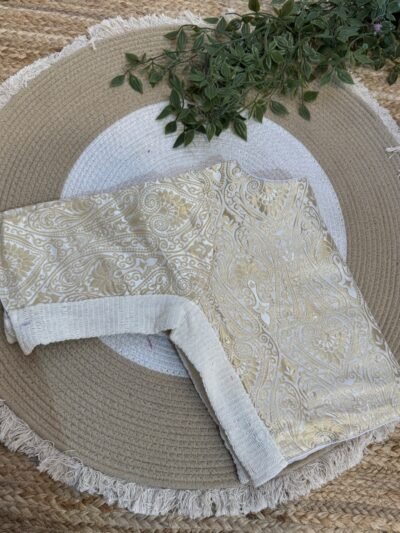 Banarasi Parcha side strechable blouse Silver