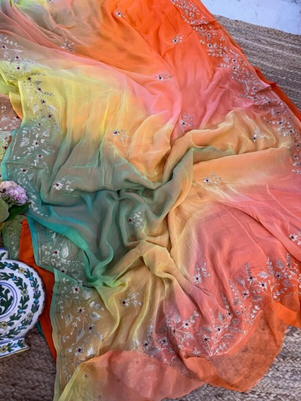 Pitta work saree Multicolour 1