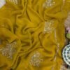 Sequins Handwork saree Yellow