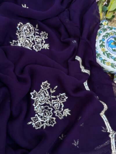 Sequins Handwork saree Purple