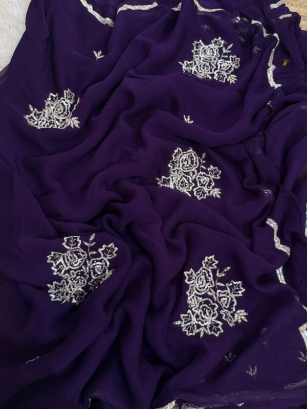 Sequins Handwork saree Purple