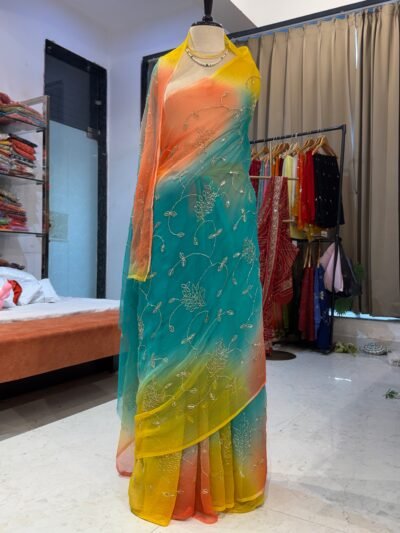 Jaal work saree