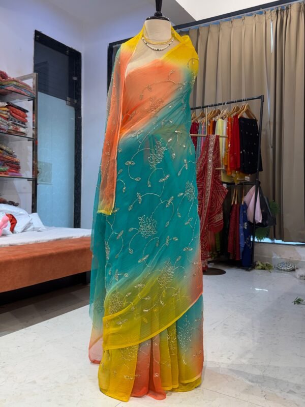 Jaal work saree