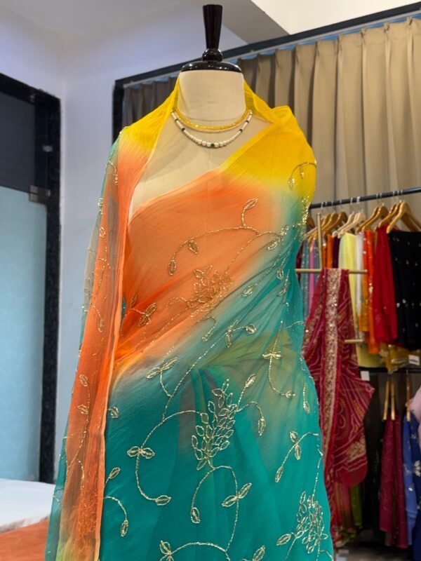 Jaal work saree