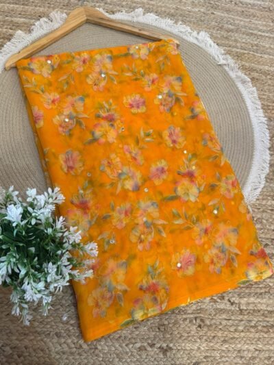 Mirror work saree Orange