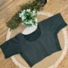 Side strechable solid colour blouse Green