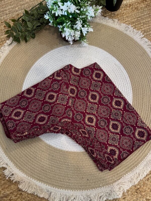 Side strechable Ajrakh print blouse Wine