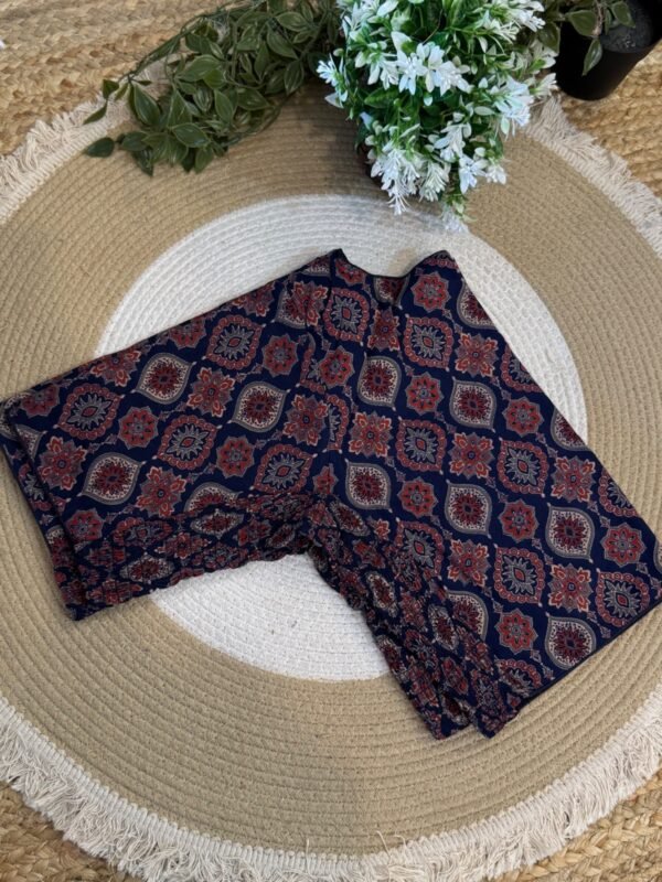 Side strechable Ajrakh print blouse Blue