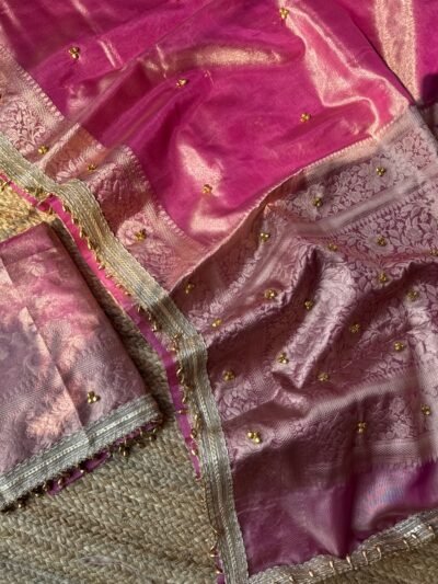 Tissue saree with ghungroo Purple