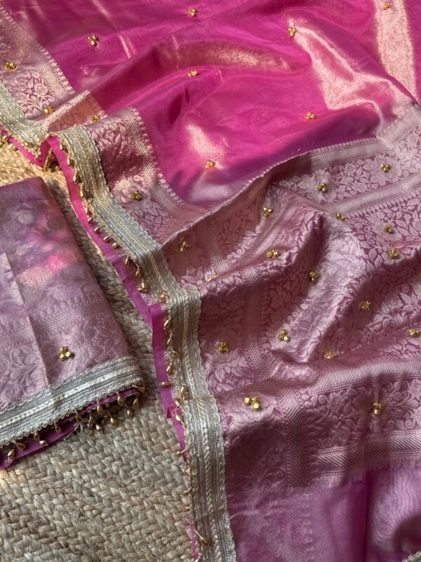 Tissue saree with ghungroo Purple
