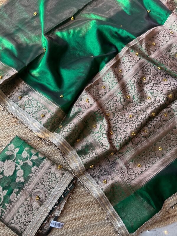 Tissue saree with ghungroo Green