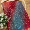 multishade saree with jaal work Blue + Pink