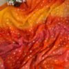 multishade saree with jaal work Pink + Yellow O + Orange