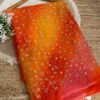 multishade saree with jaal work Pink + Yellow O + Orange