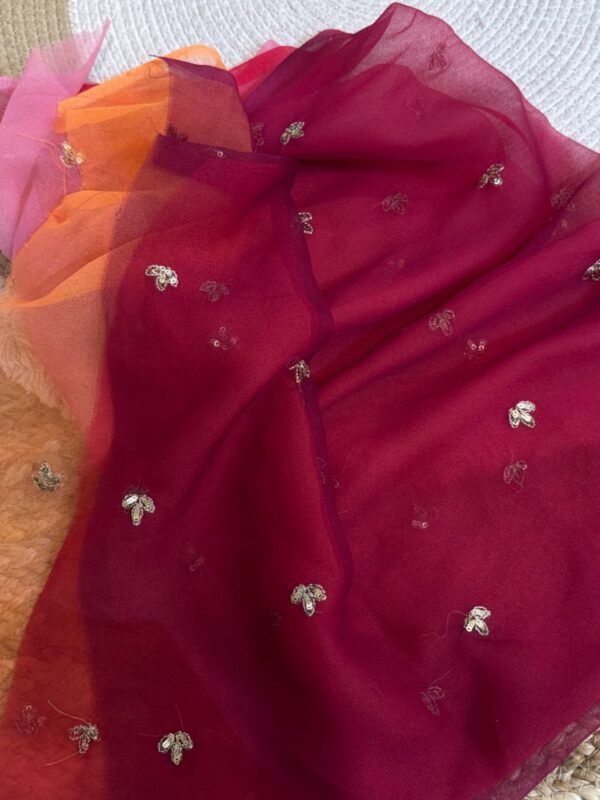 Multishaded saree with sequins buta Wine