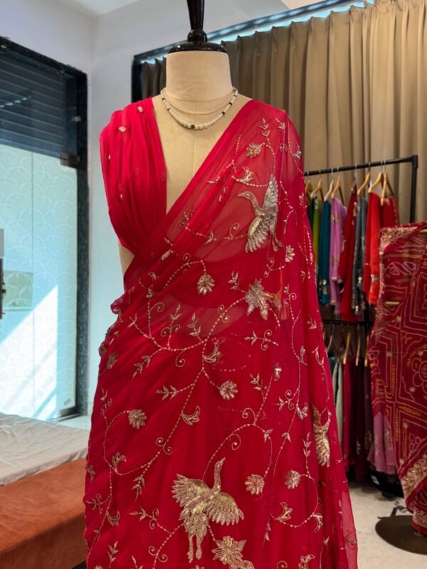 Heavy jaal work saree Raani