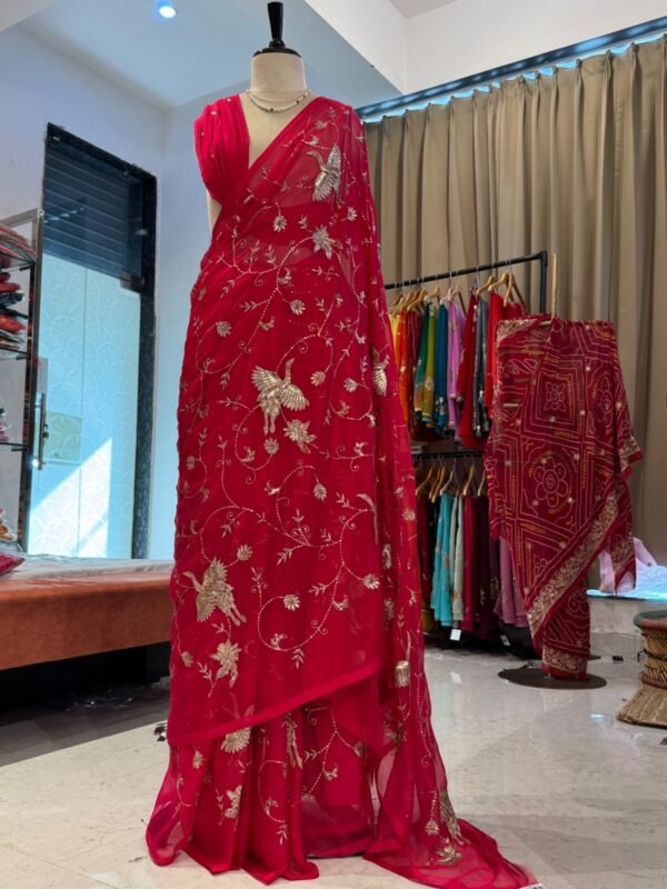Heavy jaal work saree Raani