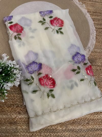 Brush paint with sequins work White