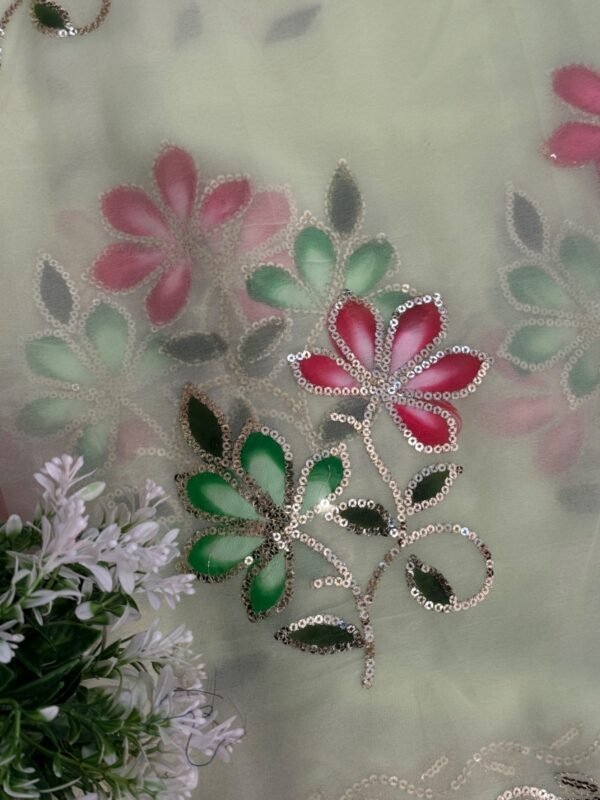 Brush paint with sequins work Green