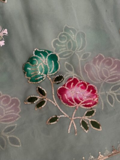 Brush paint with sequins work ilaichi green
