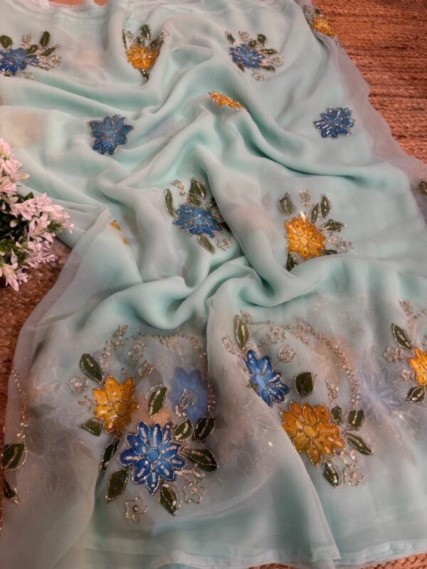 Brush paint with kardana and sequins Sea Green