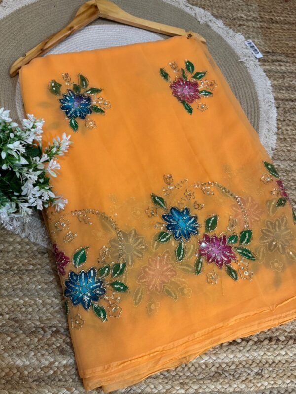 Brush paint with kardana and sequins Light Orange