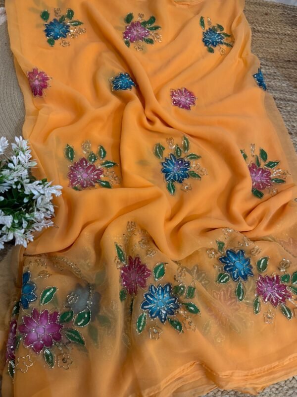 Brush paint with kardana and sequins Light Orange