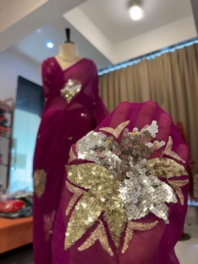 Sequins Buta saree Purple