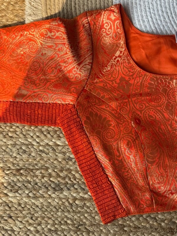 Banarasi Parcha side strechable blouse orange
