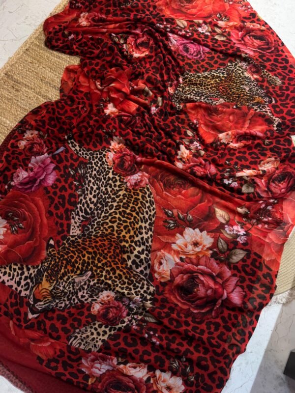 leopard digital print Red
