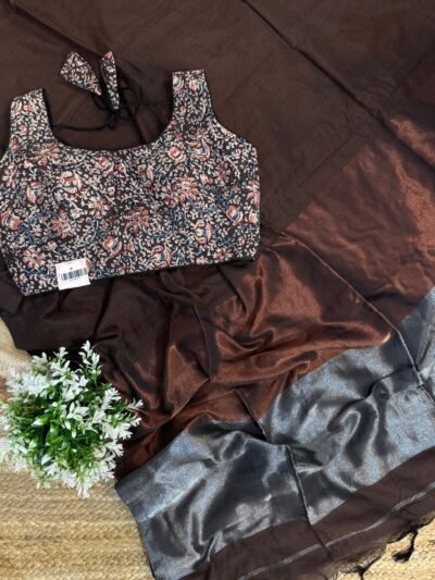 Tissue palla + Kalamkari print blouse