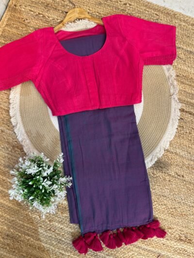 Plain mul cotton + Side strechable solid colour blouse