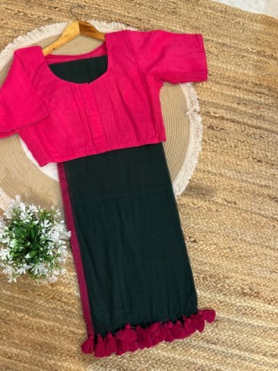 Plain mul cotton + Side strechable solid colour blouse